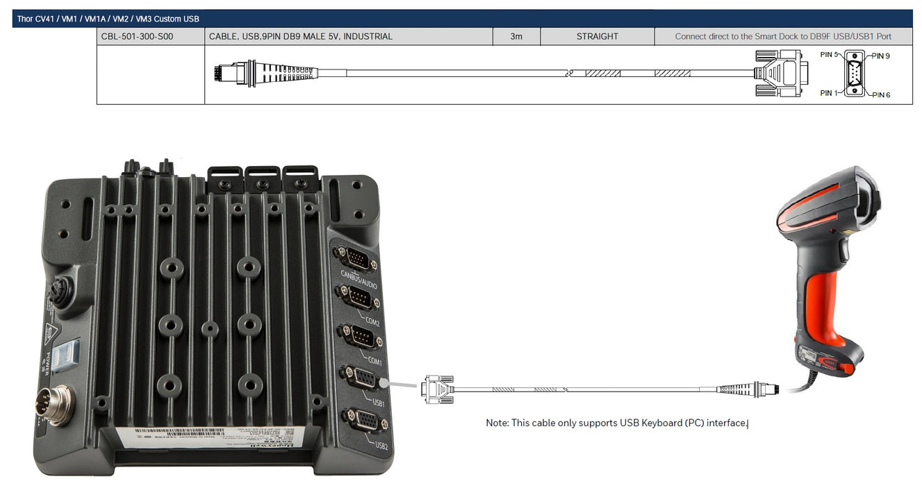 HONEYWELL CABLE SERIAL DB9 MALE 5V 3M STR
