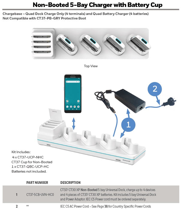HONEYWELL MULTIDOCK CHARGE 5-BAY CT37-HC NO/BOOT