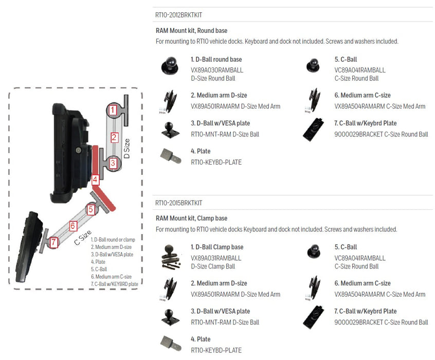 HONEYWELL RAM MOUNT KIT RT10 ROUND BASE