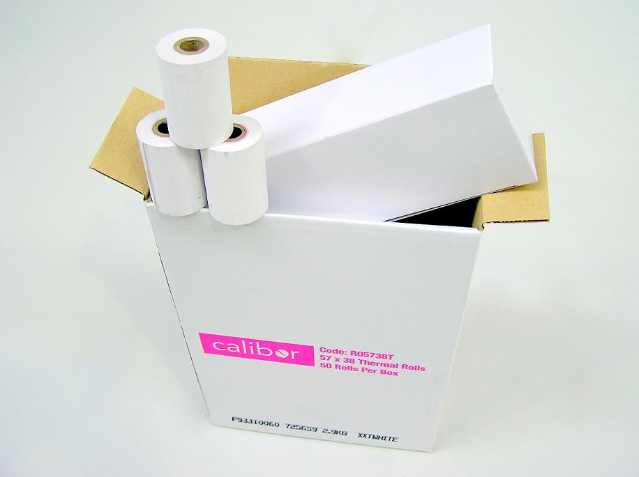 CALIBOR THERMAL PAPER 57X38 50 ROLLS/BOX