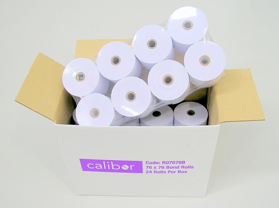 CALIBOR BOND PAPER 76X76 24 ROLLS/BOX