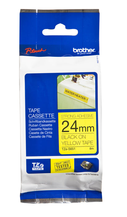 BROTHER TZE TAPE 24MM BLACK ON YELLOW STRONG